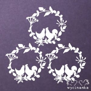 Tekturka Wycinanka Wielkanoc 2019 - Wianki z kogutem i kurą, 3szt